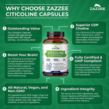 Zazzee Citicolina, proceso de fabricación en EE. UU., control de calidad.