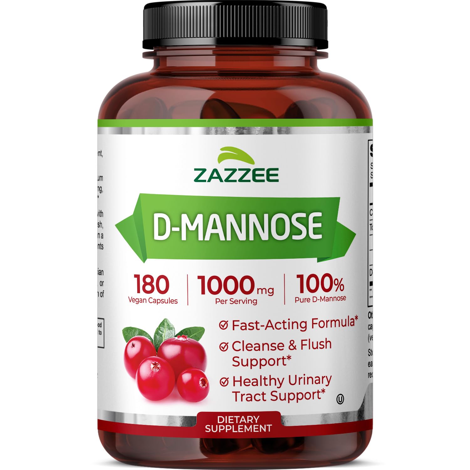 Cápsulas de Zazzee D-Mannose de 1000 mg para soporte urinario diario