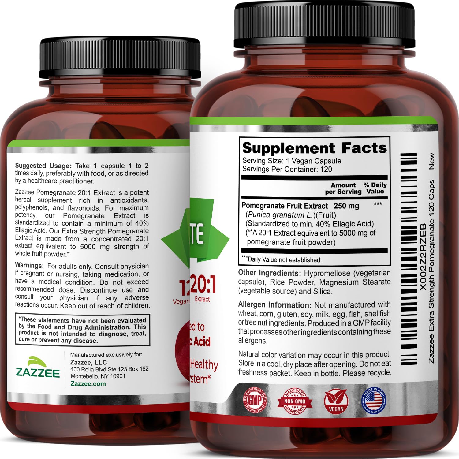 Zazzee empaque resistente para almacenamiento seguro y limpio.
