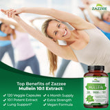 Etiqueta de Zazzee con extracto de Verbascum 10:1 muestra ingredientes y certificaciones.