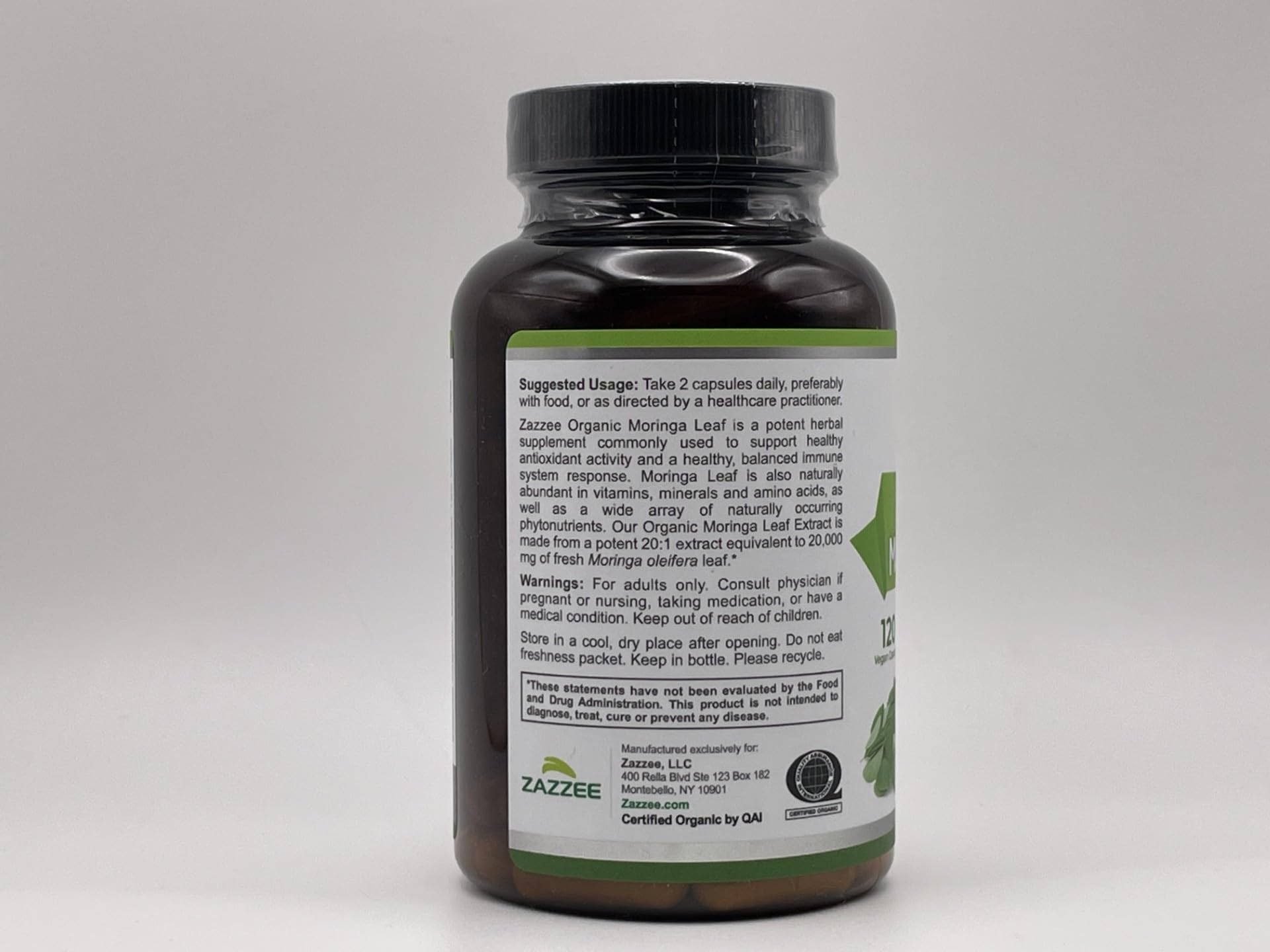 Zazzee Moringa sin endulzantes ni sabores artificiales.