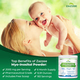 Porción de 2000 mg en cada medida de Zazzee Myo-Inositol