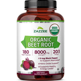 Botella de Zazzee Remolacha Orgánica con extracto 20:1 para energía natural