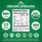 Zazzee Spirulina etiqueta USDA Organic, confianza certificada para compra segura.