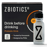 ZBiotics botella de probiótico para tomar antes de beber y apoyar mañanas más claras
