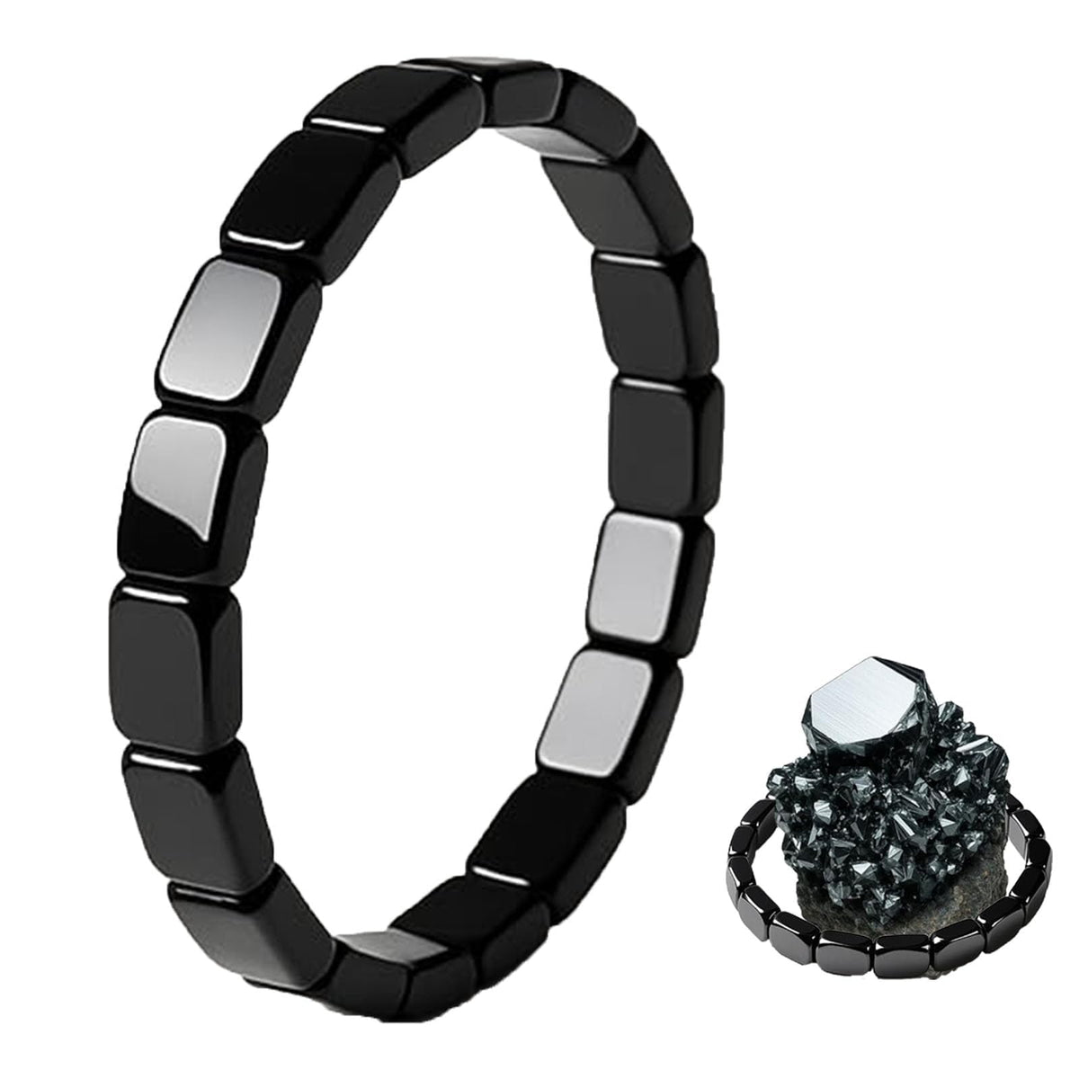 Pulsera Hematita ZCVFA vista frontal, diseño elegante para uso diario.