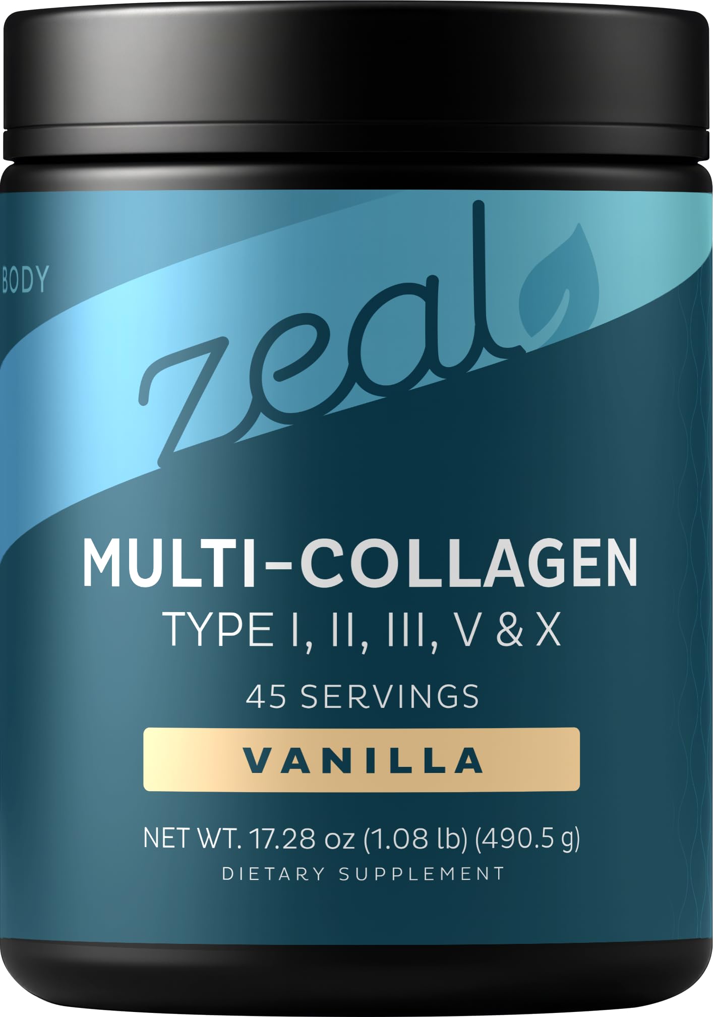 Zeal Naturals vertido de botella, ideal para incorporar colágeno en la rutina diaria