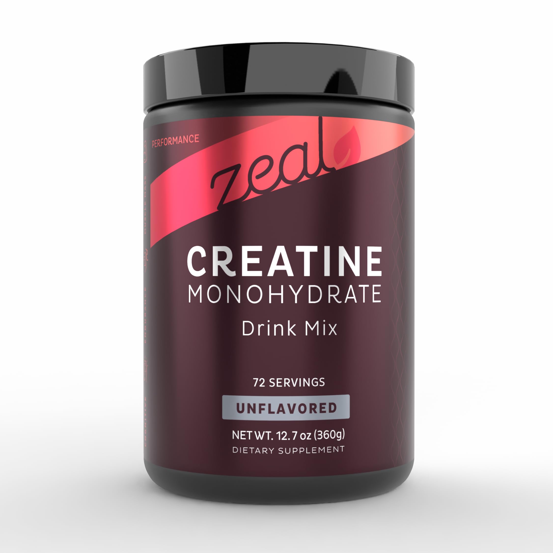 Zeal Naturals Creatina Monohidrato en botella sin sabor, ideal para entrenamientos intensos