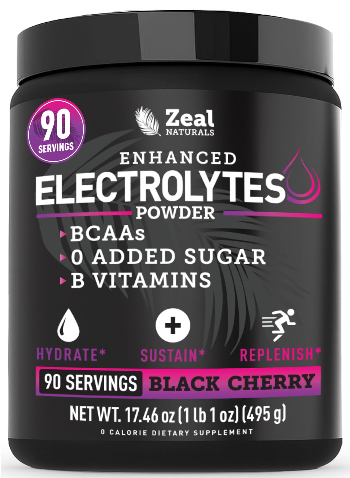 Botella de Zeal polvos electrolitos para hidratación durante entrenamientos.