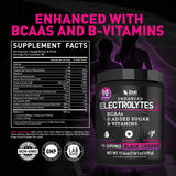 Etiqueta de Zeal polvos electrolitos con sabor cereza negra.