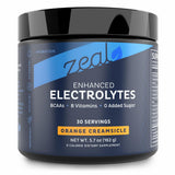 Polvo electrolito Zeal, empaque frontal, hidratación práctica para entrenamientos.
