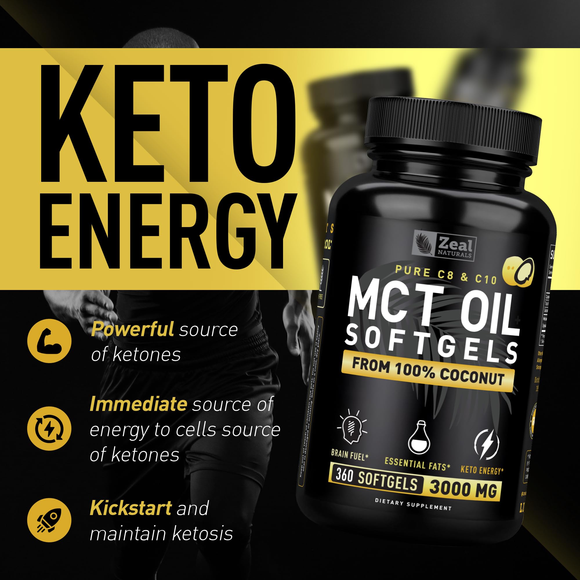 Etiqueta Zeal Naturals en la botella, opción sin gluten para keto.
