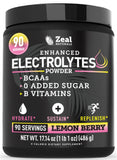 Zeal Naturals Polvo electrolitos limón-frambuesa para hidratación prolongada.