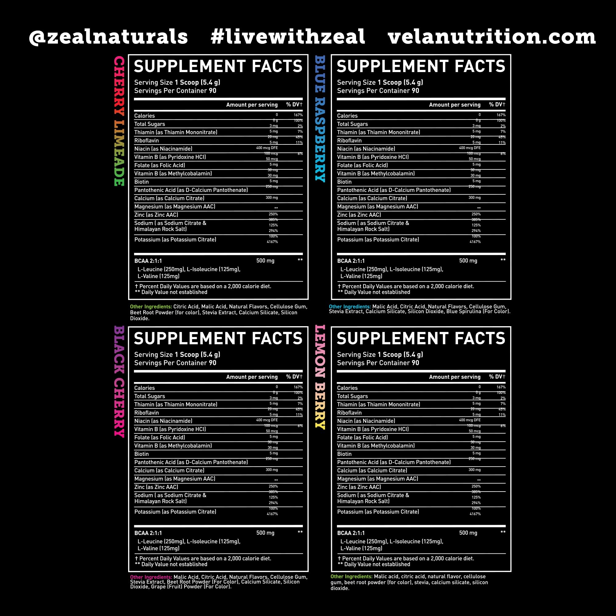 Zeal Naturals Arándano Azul sabor vigoroso y electrolitos