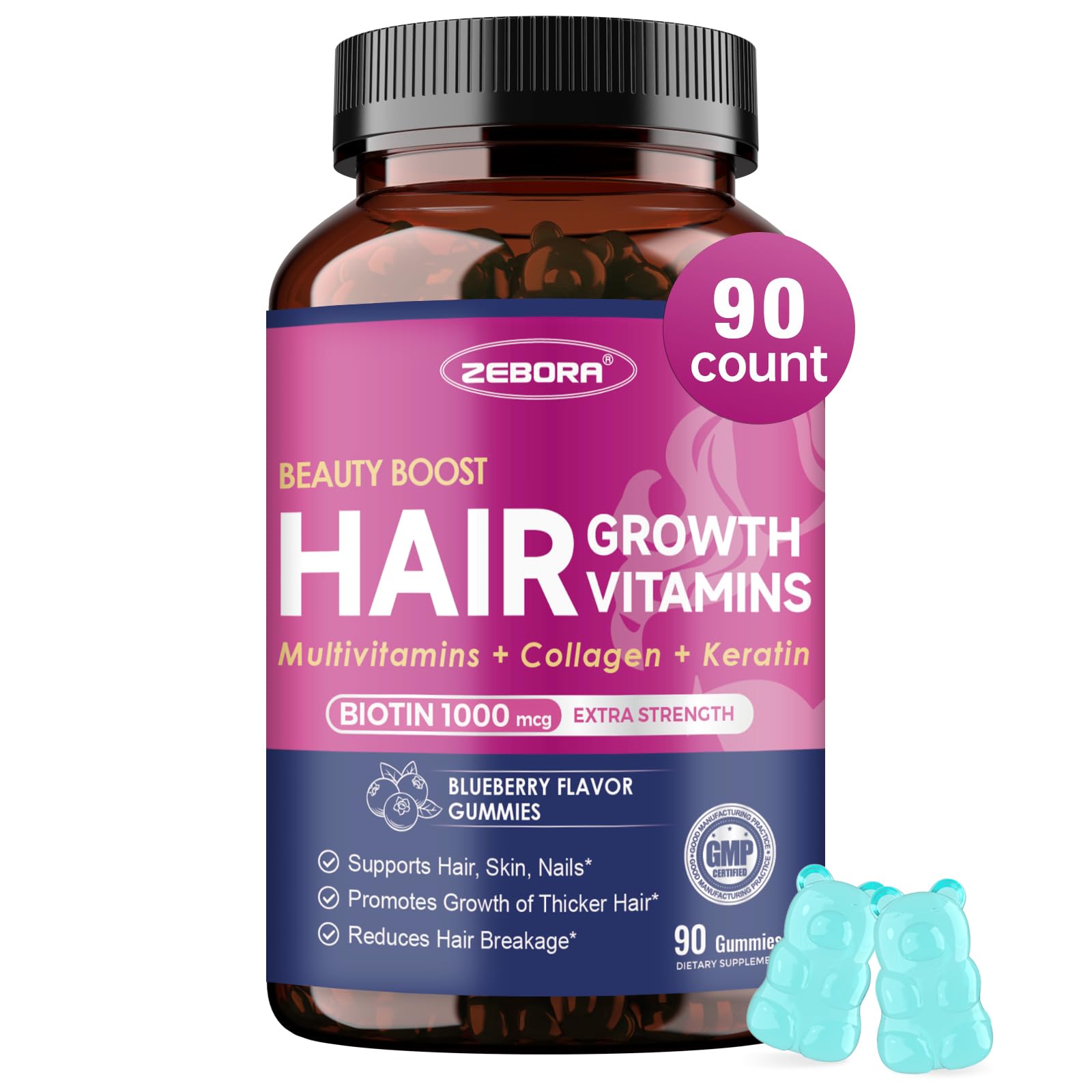 ZEBORA gominolas biotina para cabello saludable y brillo natural