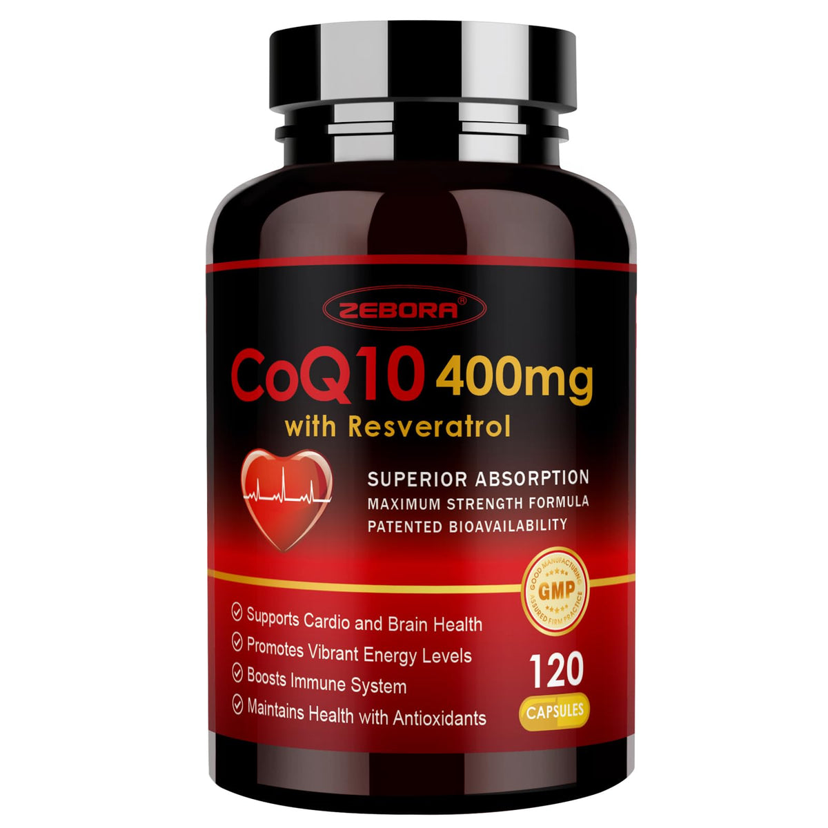 ZEBORA CoQ10-400mg cápsulas-vegetales con beneficio de absorción estable