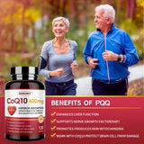 CoQ10 con PQQ y BioPerine, absorción optimizada.