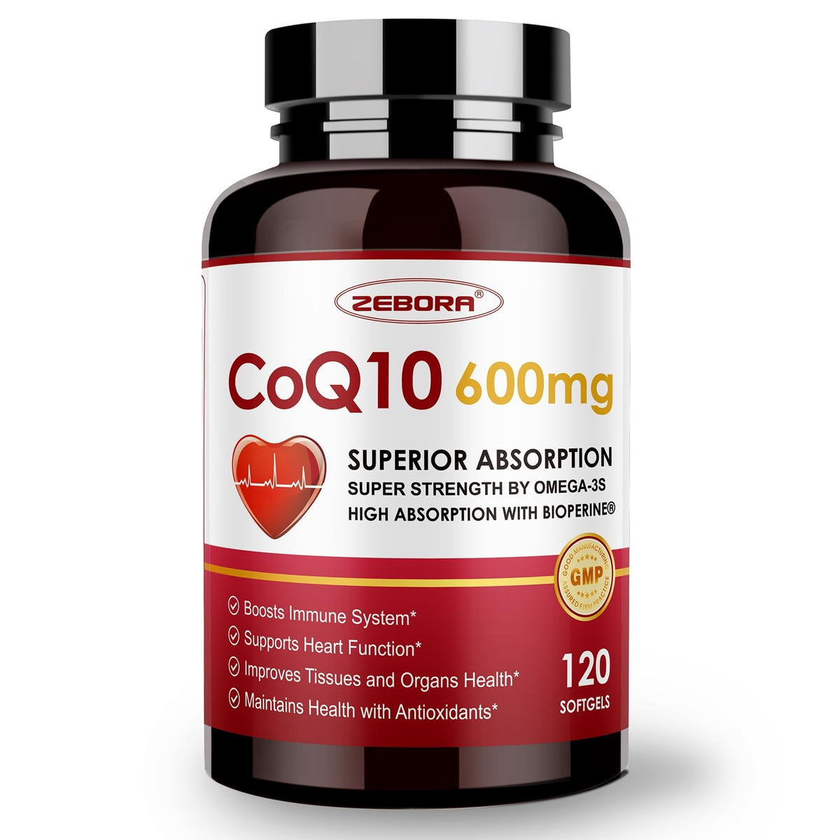 ZEBORA CoQ10 en botella para energía diaria y consistencia