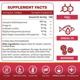 Etiqueta de ZEBORA CoQ10 con resumen de ingredientes clave