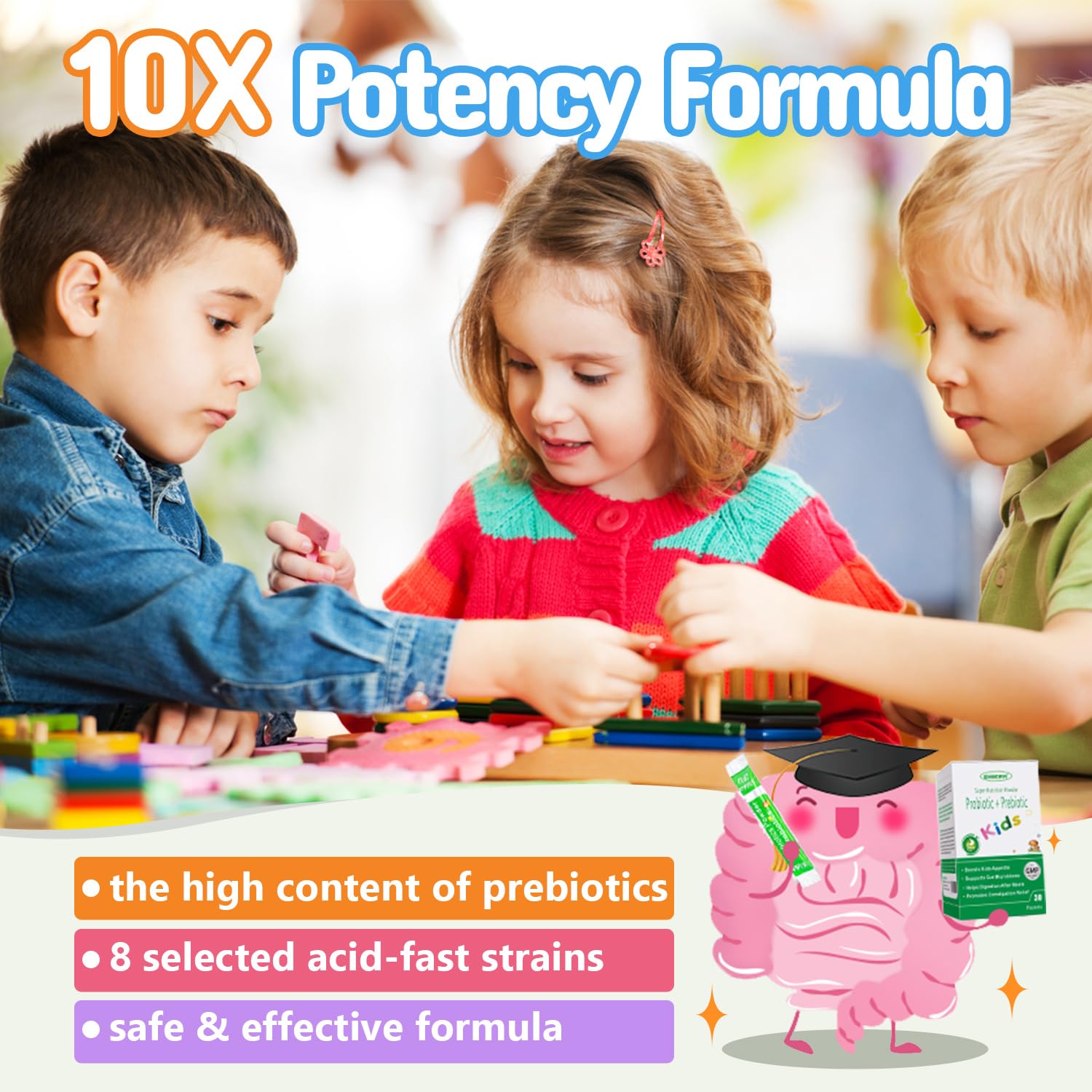 ZEBORA Kids Probiotic sabor naranja natural: sabor agradable para niños.