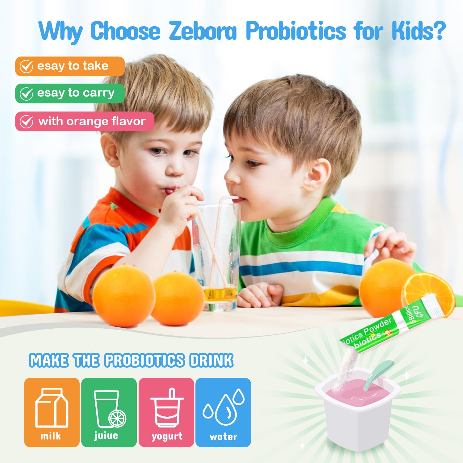 ZEBORA Kids Probiotic UFC 5mil: potencia probiótica para la infancia.