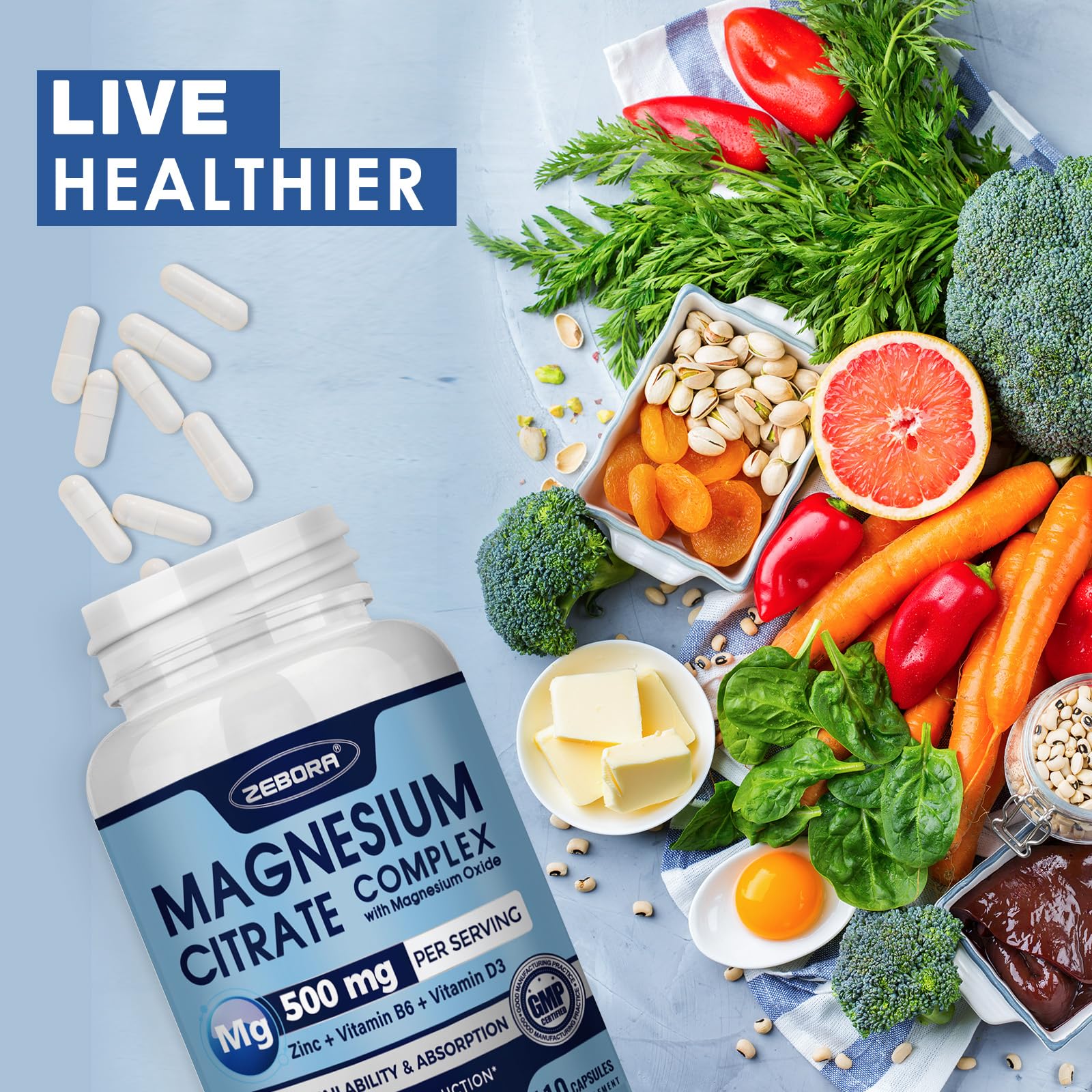 ZEBORA Magnesium Citrate, experiencia de bienestar diario suave.