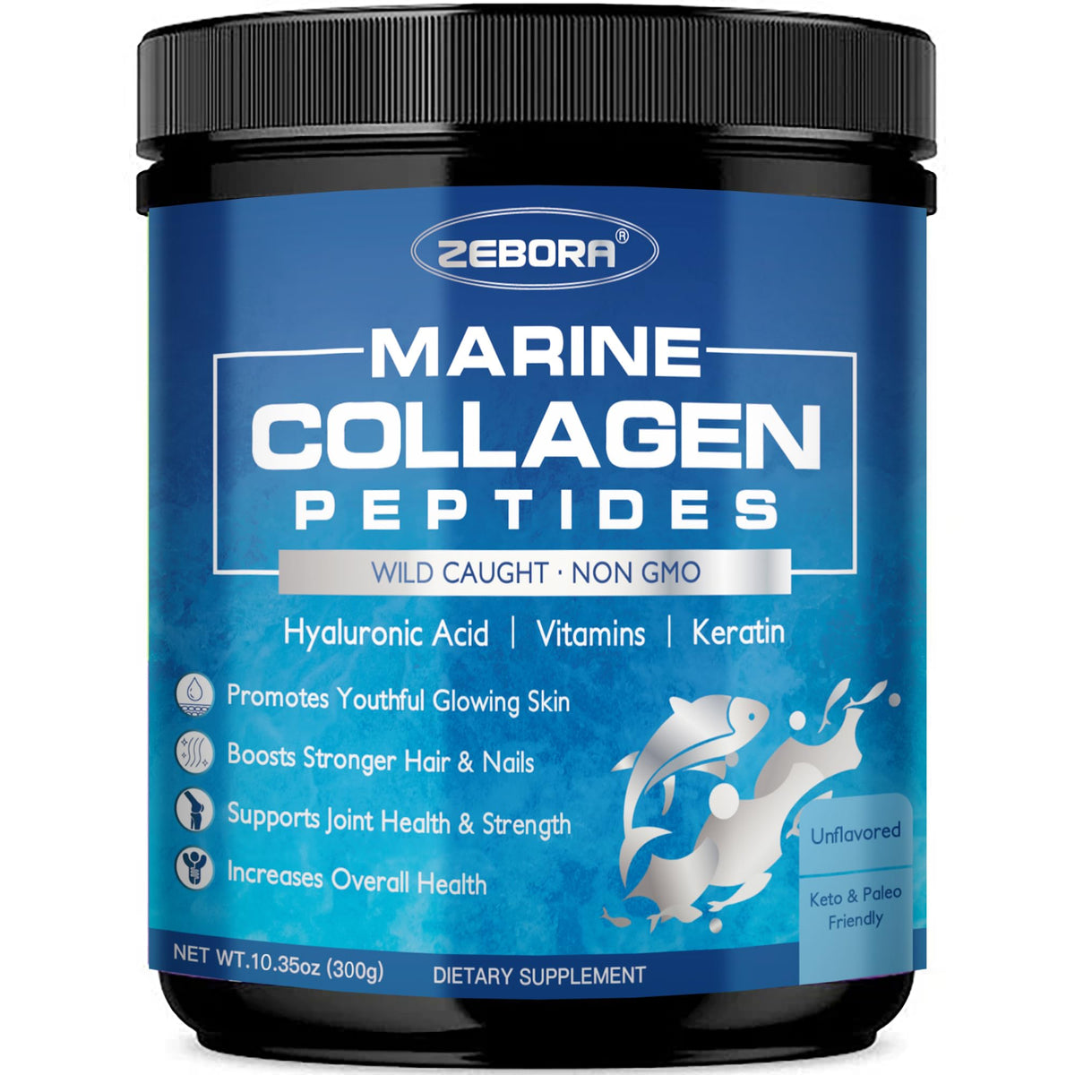 ZEBORA colágeno marino en bote para brillo saludable de la piel