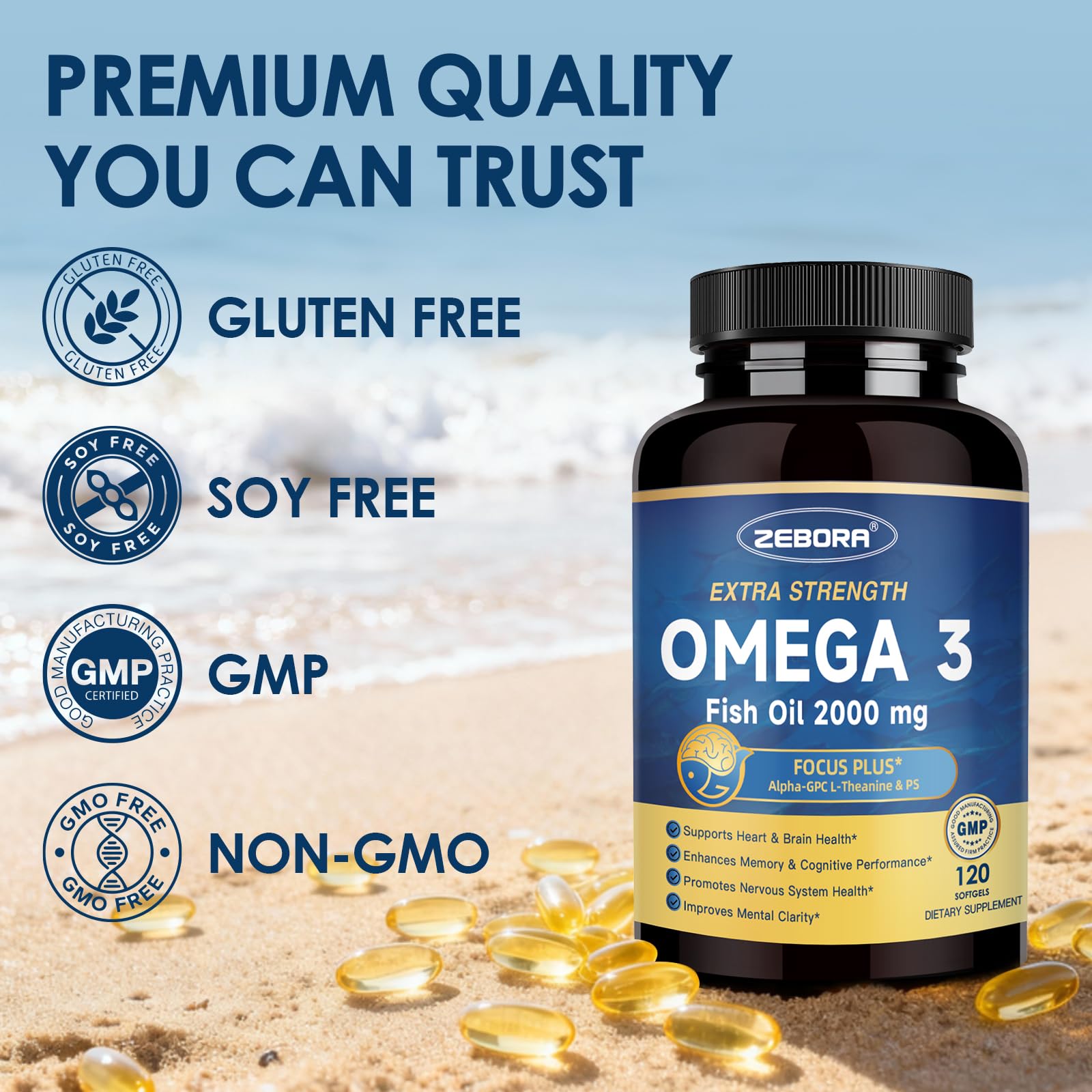 ZEBORA Omega-3 rutina diaria con dos cápsulas