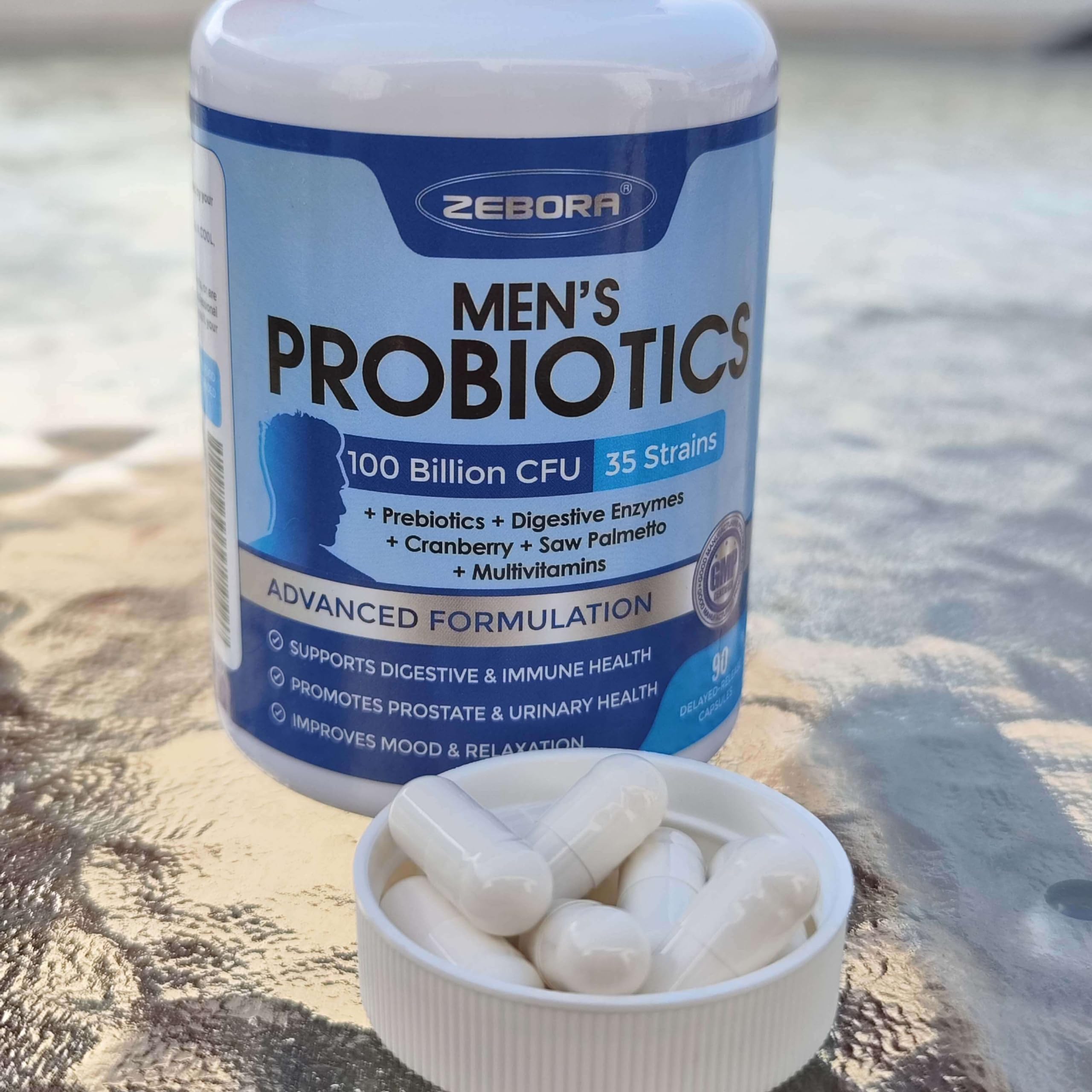 ZEBORA Probiotics para hombres: salud digestiva para reducir molestias estomacales.