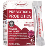 ZEBORA Probiotics para Mujeres: sobre individual con 100 mil millones CFU y 19 cepas