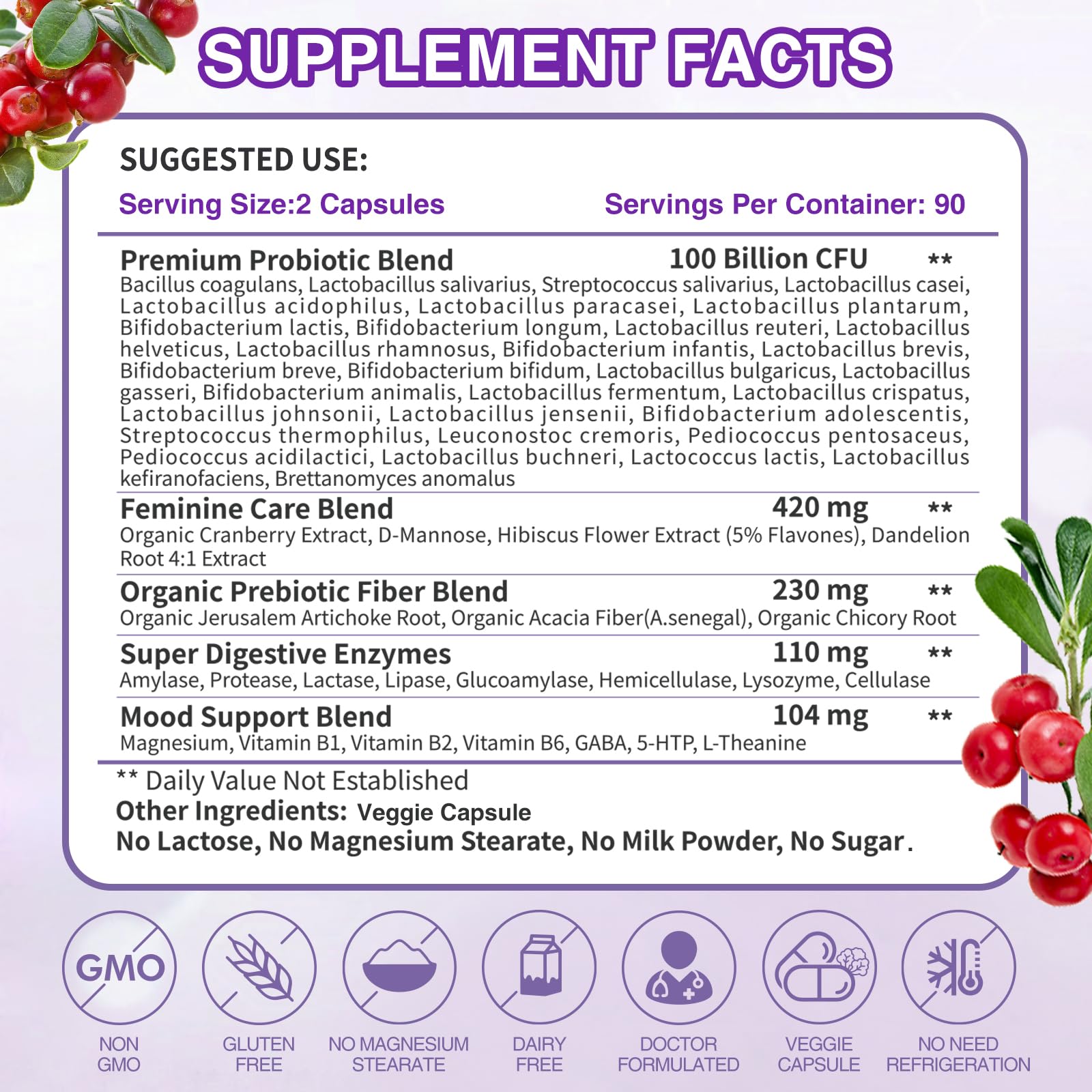 ZEBORA Probiotics, cien mil millones de unidades vivas, 32 cepas.