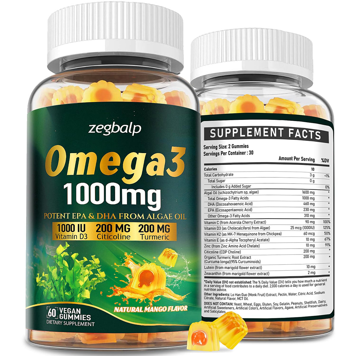 Gomas ZEGBALP Omega-3 sabor mango, apoyo diario a la salud