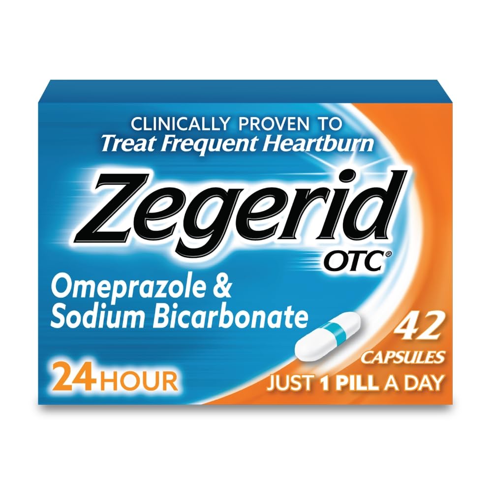 Zegerid OTC botella: alivio diario del ardor durante 24 horas.