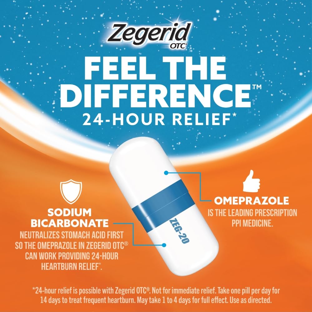 Zegerid OTC: caja de empaque visible para recordar tres cursos de tratamiento.