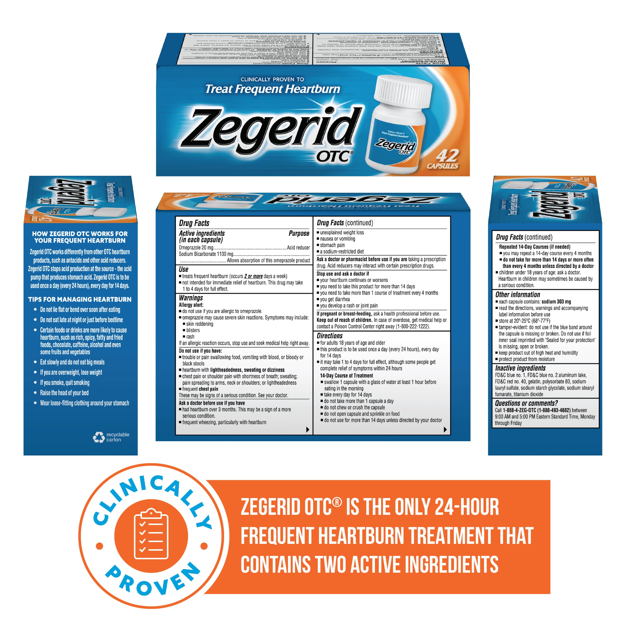 Cápsulas Zegerid OTC: dosis única antes de la comida para alivio rápido.