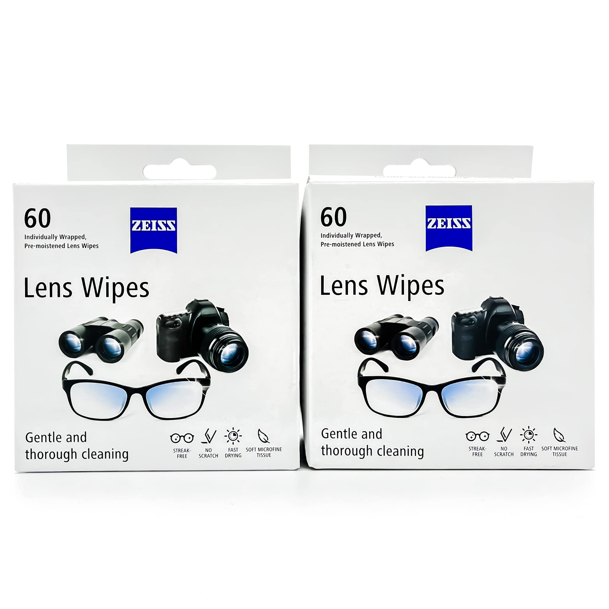 ZEISS toallitas de limpieza para lentes, paquete de 120, limpieza efectiva para gafas.