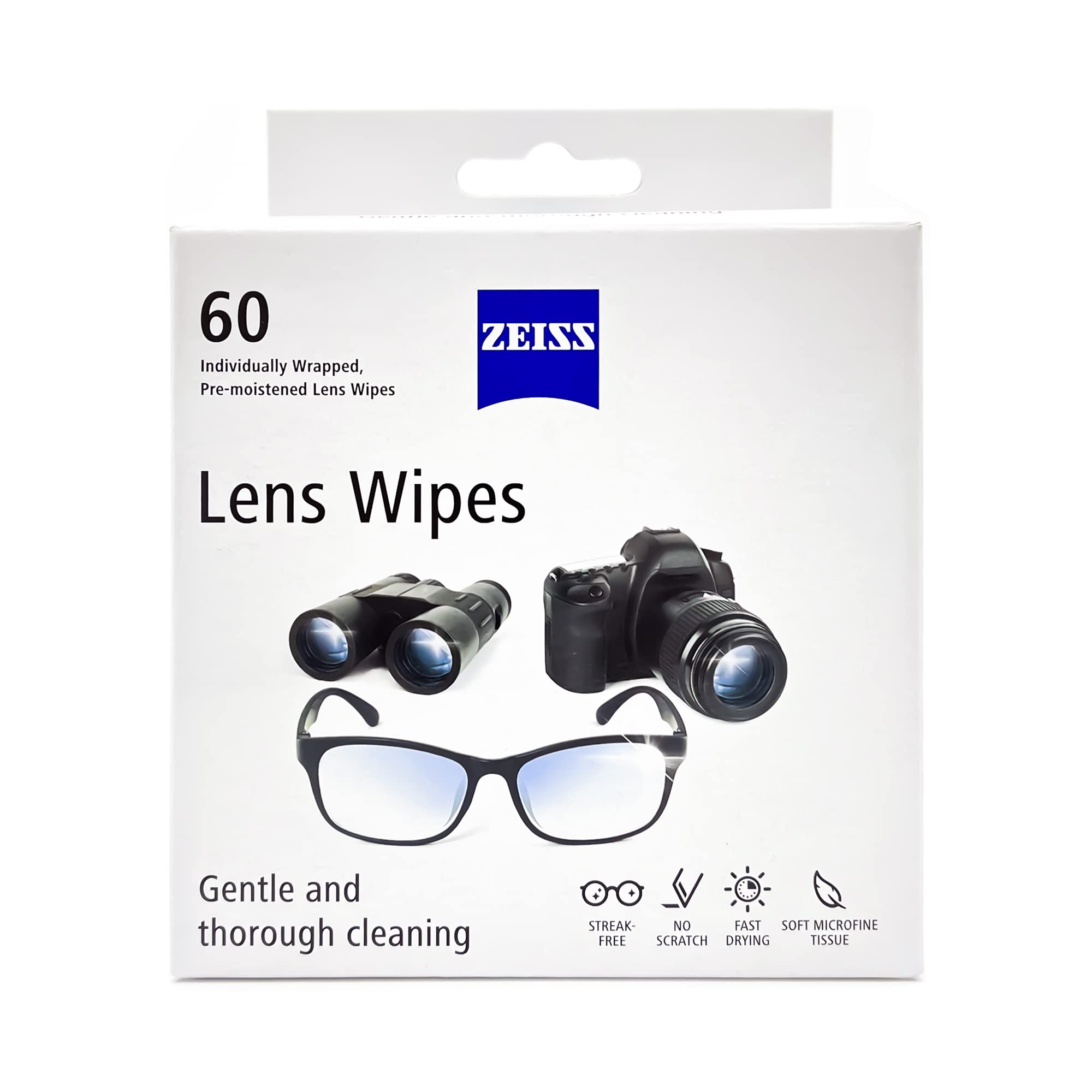 ZEISS toallitas para uso en camino, tamaño individual, limpieza rápida y conveniente.