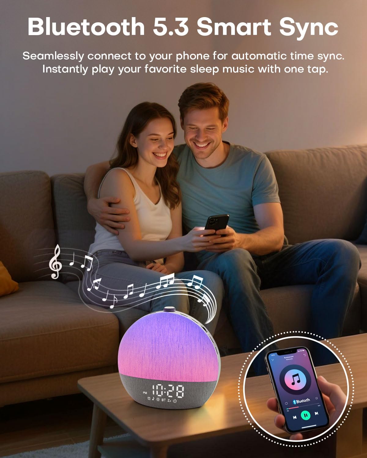 Zelaclock Temporizador Suaviza transiciones de luz y sonido para siestas.