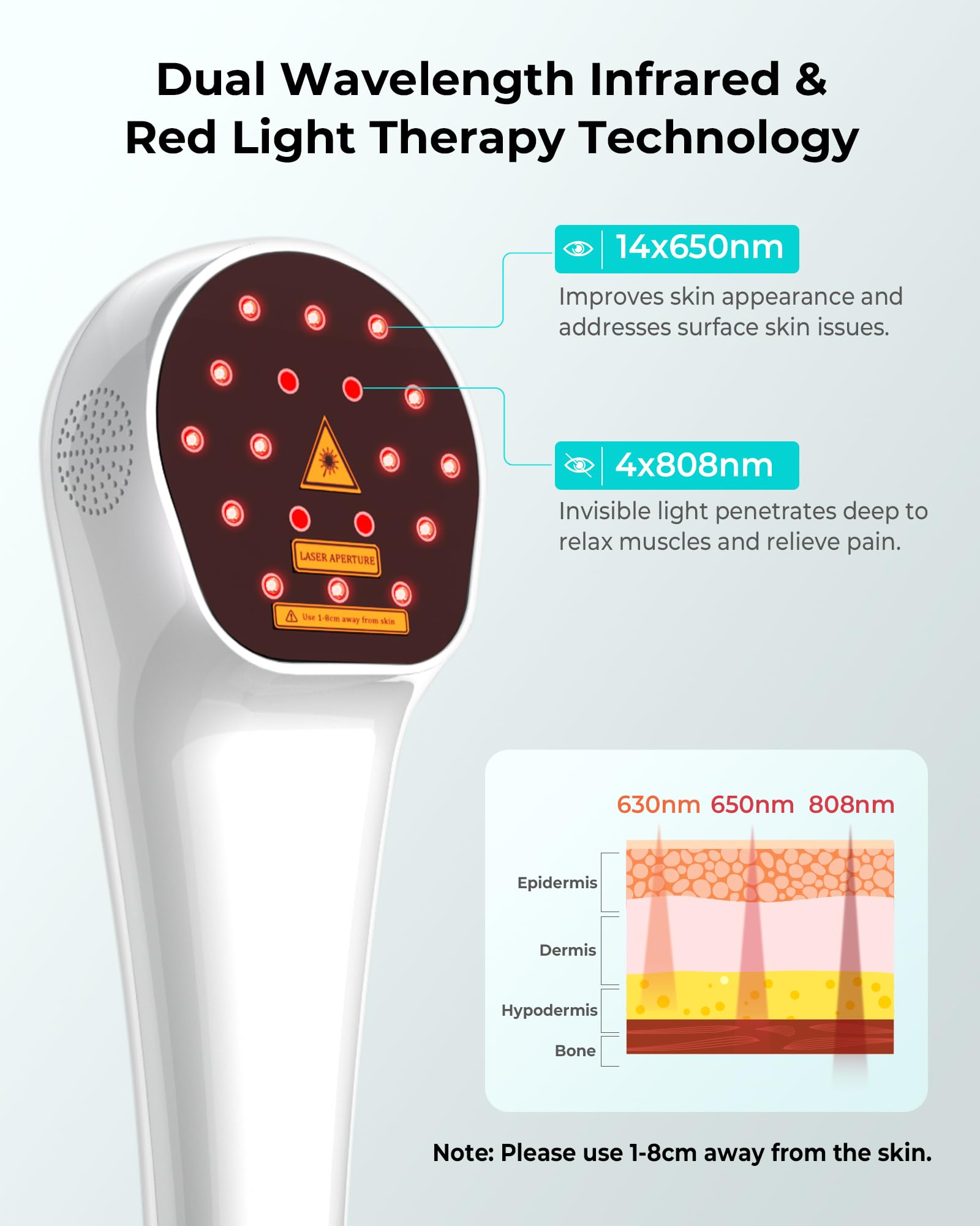 Zelvory: vista lateral del dispositivo de luz roja 650nm para movilidad