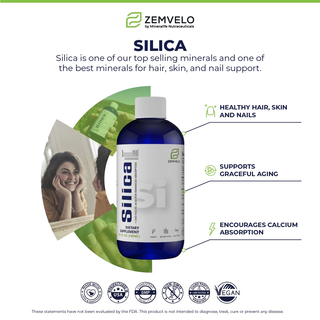 Zemvelo Silicio líquido, aplicación en mano para uñas y cabello.