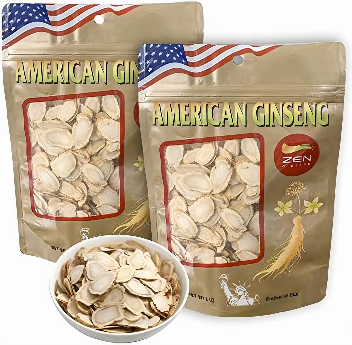 Zen Ginseng rodajas Panax ginseng americano listas para infusión y energía