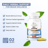 IQ+ Brain de Zen Life Herb, cápsulas en la mano para rutina diaria