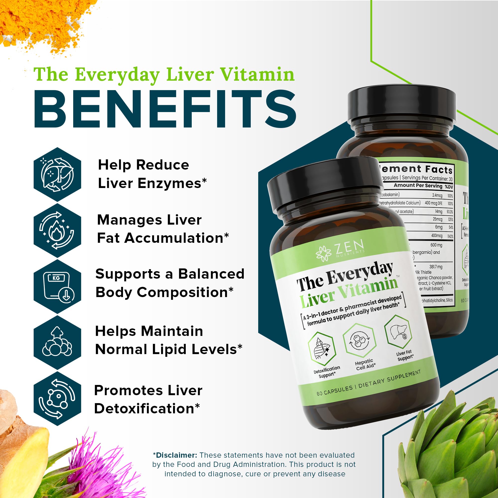 Zen Nutrients: fórmula biodisponible para apoyo hepático diario.