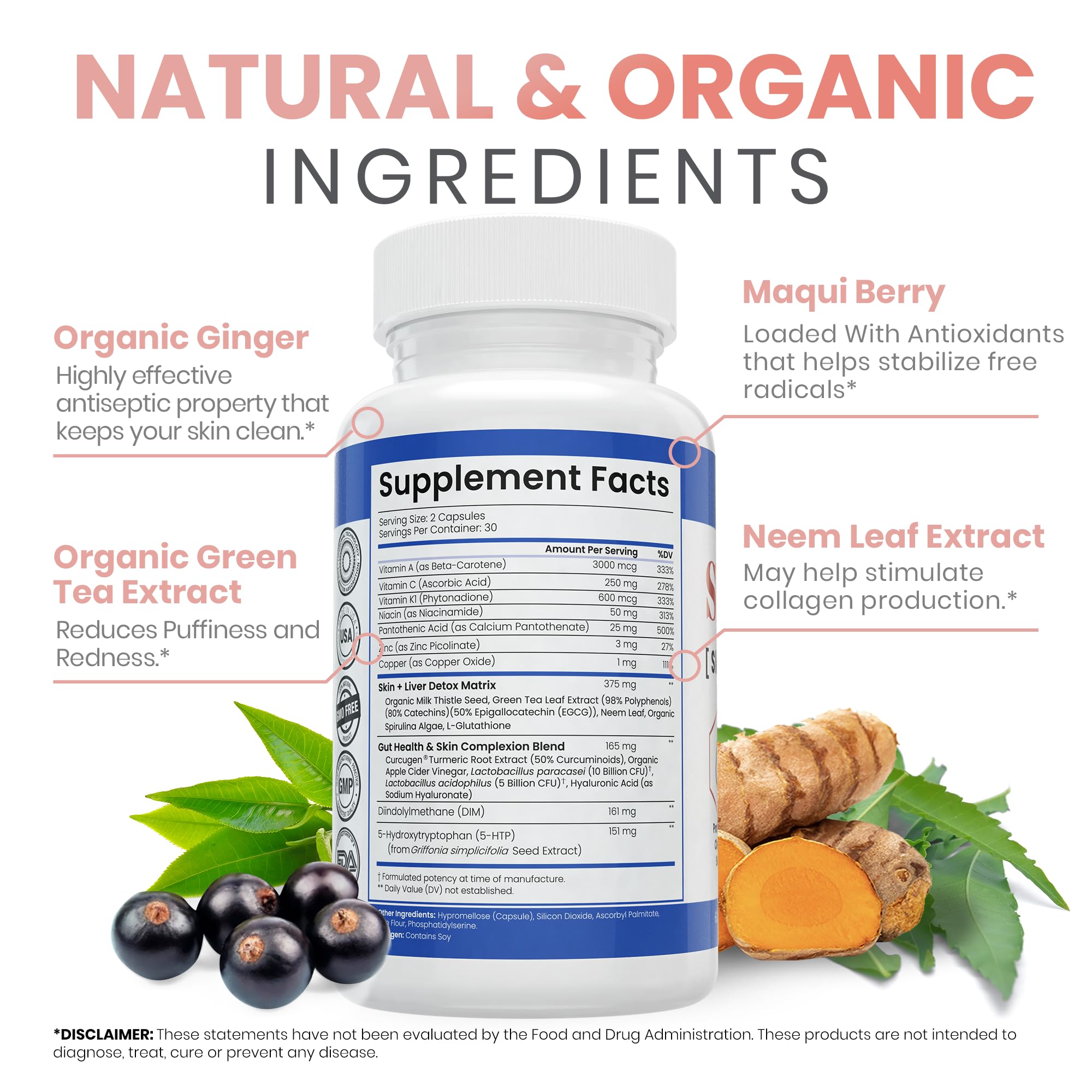 Zen Nutrients SkinVite, sin aditivos, fórmula natural para la piel.