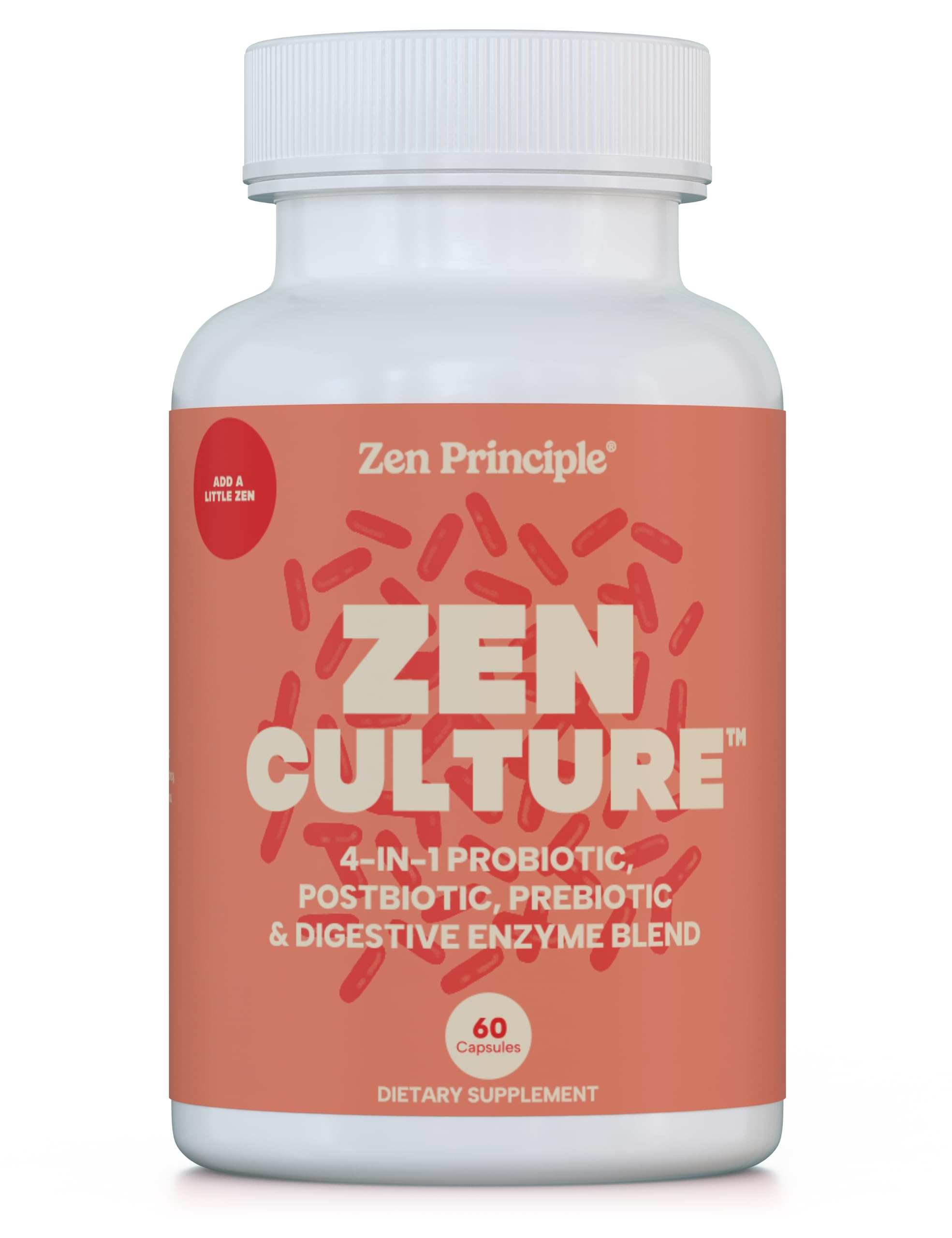Zen Principle Zenculture botella 4-en-1 para apoyo digestivo diario.
