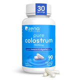 Cápsulas de colostro puro de Zena Nutrition en botella, posible apoyo inmunitario.