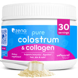Zena Nutrition colostro y colágeno en polvo, textura suave para la digestión