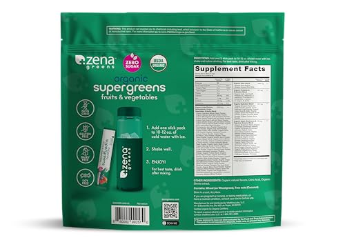 Zena Nutrition mezcla de 70+ superalimentos para batido rápido y sabor agradable.