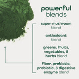 Zena Nutrition Organic Super Greens Mango en bolsa de viaje para la mochila.