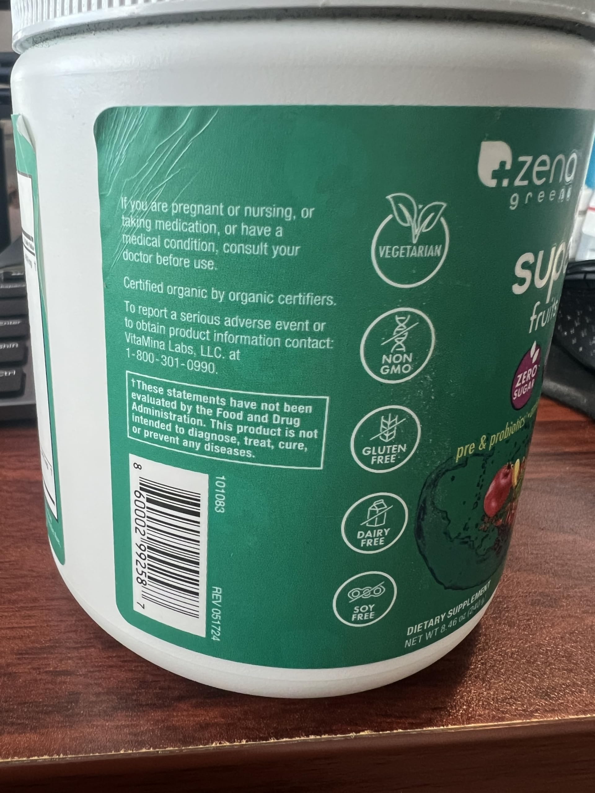 Zena Nutrition Super Greens porciones de 30, preparación rápida en casa